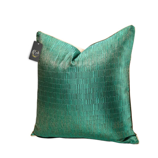 Luxury Green and Gold Jacquard Pillow Cover 22x22