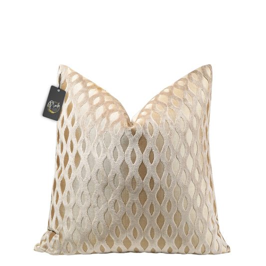 Luxury Velvet Cut Tan Cream Pillow Cover 22x22