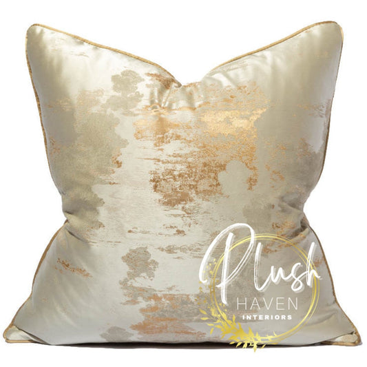 Luxury Gold and Beige Metallic Pillow Cover 22x22